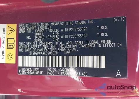 2019 Lexus Rx 350 z USA, uszkodzony, nr VIN 2T2BZMCA4KC206078